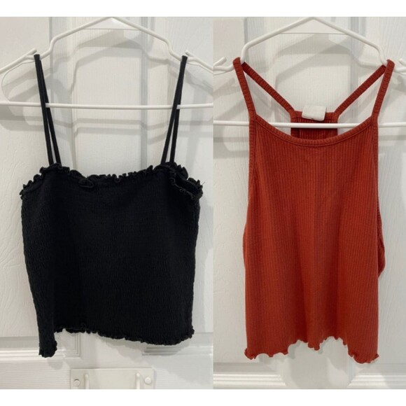 Set of Two Women's Tank Tops Black Rust Orange Size M - Picture 1 of 8